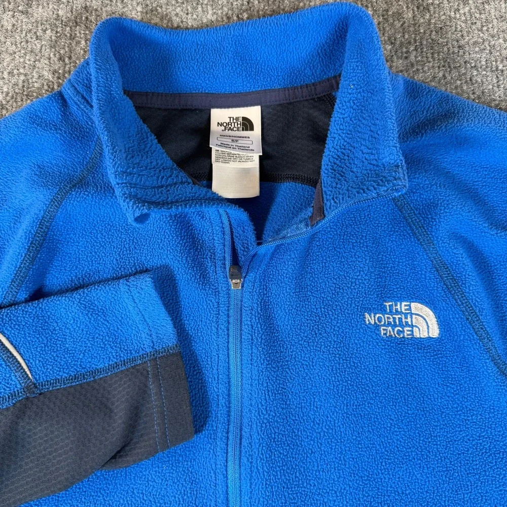 The North Face Mens Blue Quarter Zip Fleece Pullover Thumbholes Small HN #3749